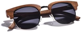 WOODWORD Wood Sunglasses in Retro Clubmaster style with Polarized UV Protection Lenses for Men and Women-Hello from the Nature (Red Wood, Black)