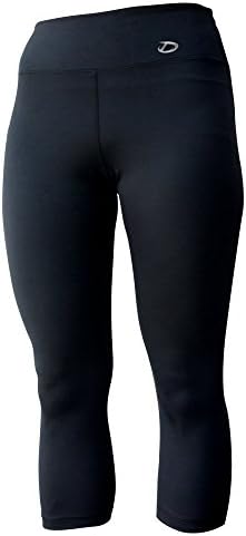 Dynamic Athletica Black Compression Capri Leggings For Women/Slimming Yoga Pants/Tights &amp; Workout Clothes (Medium, Black-D)