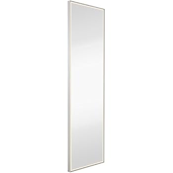 Brushed Metal Mirror with Lights | Lighted Backlit LED Wall Mirror | Contemporary Glass Illuminated Thin Frame | Full Length Hanging Vertical or Horizontal Rectangle (18 x 59)