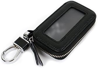 Vitto(TM) Genuine Leather Valet Keychain Key Holder Zipper Case Cover Wallet Bag for Car Keys (Black)
