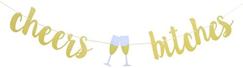 Cheers Bitches Banner Bachelorette Party and Bridal Shower Decoration Supplies
