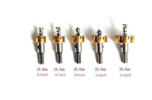 Carbide Tip HSS Drill Bit Saw Set Metal Wood Drilling Hole Cut Tool for Installing Locks 16/18.5/20/25/30mm-5 Pieces