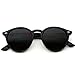 WearMe Pro Classic Small Round Retro Sunglasses, Black Frame/Black Lens