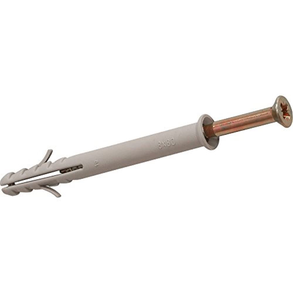 Merriway BH05913 (10 Pcs) Screw Type Solid Wall Frame Fixing with Nylon Plug, M10 x 80 mm (3/8 Inch x 3.1/8 Inch) - Pack of 10 Pieces