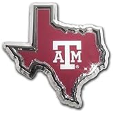Texas A&M Aggies Texas Shaped Color Chrome Metal Auto Emblem