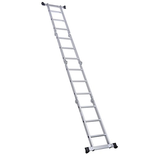 12.5ft En131 330lb Multi Purpose Step Platform Aluminum Folding Scaffold Ladder