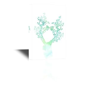 Canvas Wall Art - Deer with Flowers in Antlers on White Background - Gallery Wrap Modern Home Art | Ready to Hang - 12x18 inches