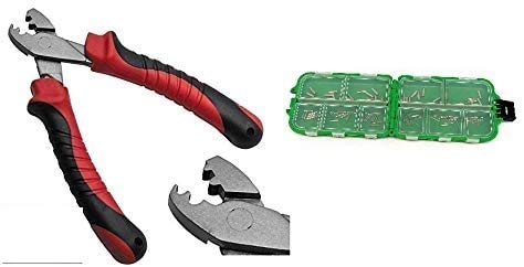 Klemmhülsen Set mit Hülsenzange und ca. 100 Quetschhülsen 0,4 mm-2,5mm Innendurchmesser + gratis Petri Heil! Aufkleber