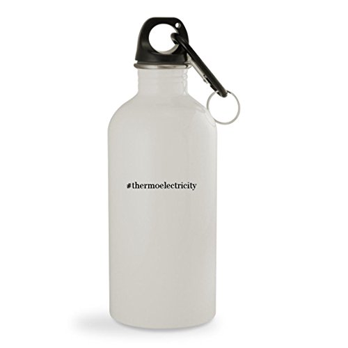 #thermoelectricity - 20oz Hashtag White Sturdy Stainless Steel Water Bottle with Carabiner