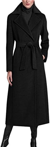 Lingswallow Women's Elegant Double Breasted White Casual Pockets Long Trench Coat