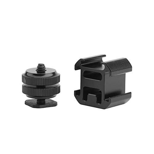 AFVO Aluminium Triple Hot Shoe Camera Mount Adapter Video Accessory Triple Shoe Bracket for Lights, LED Monitors, Microphones, Audio Recorder & Studio Flash Video Camera