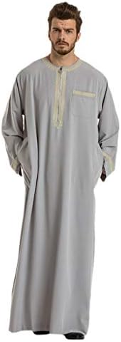 Huazi2 Men Long Sleeve Islamic Muslim Middle East Maxi Robes Pantsuit Kaftan