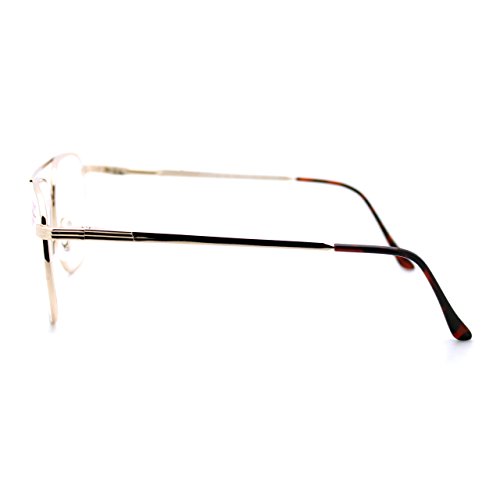 Clear Lens Glasses + Bifocal Reading Lens Vintage Square Spring Hinge Gold+1.50
