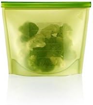 SIO Silicone Reusable Food Safe Storage Bag Fridge Food Preservation Bag,Green