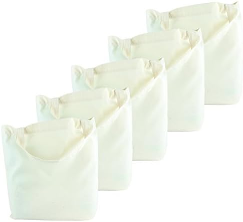 2Store24 Pack of 5 Cotton bag, short handles in natural 38x42cm