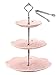 Jusalpha 3-tier Pink Ceramic Cake Stand/Cupcake Stand/Dessert Stand/Tea Party Pastry Serving Platter/Food Display, Stand, Comes In a Gift Box- Free Sugar Tong, Pink