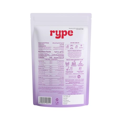 Rype Freeze Dried Mango Sticky Rice – Healthy and Authentic Thai Dessert, Bite-sized dessert, Vegan, Gluten-Free, Convenient Snack
