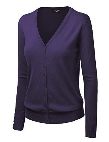 image for Made By Johnny MBJ WSK780 Womens Keep It Classic V Neck Cardigan M Dar