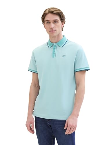 TOM TAILOR 1040822 Polo piqué Basique, 35651-Meadow Teal Twotone, L Hommes