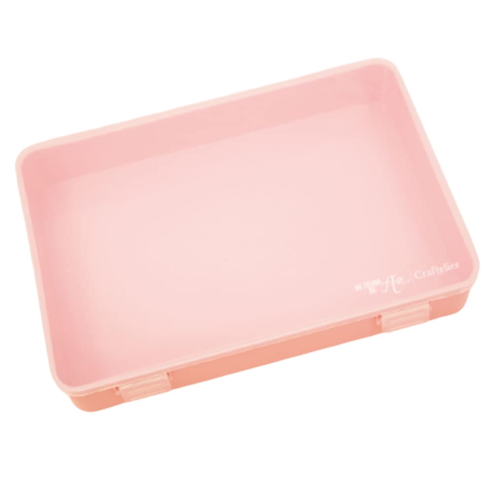 Craftelier - Organization Box for Scrapbooking and Crafts Materials with Transparent Lid | Stackable with Equal Boxes | Size 26.5cm x 17.8cm x 4.3cm - Pink