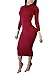 Pink Queen Winter Dresses for Women Turtleneck Longsleeve Knee Length Bodycon Midi Sexy Holiday Dress S Dark Red