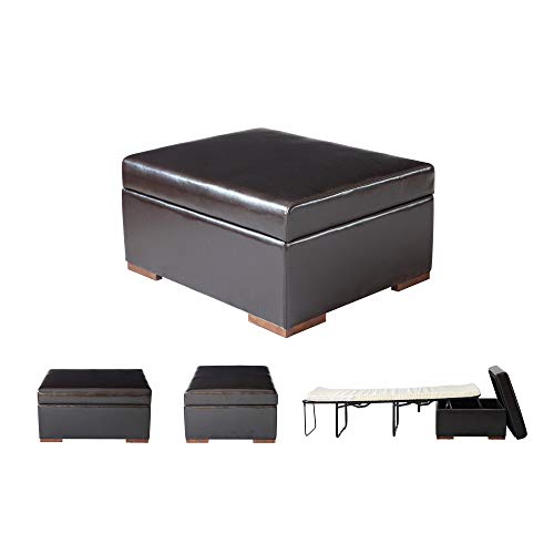 HomeRoots Convertible Ottoman Guest Bed in Dark Espresso