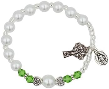 Irish Celtic Stretch Rosary Bracelet with Celtic Crucifix