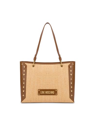 Love Moschino BORSA RAFFIA NATURALE+PU CAMM+BORCH