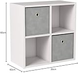 Home Source 60cm 4 Shelf Storage Cube Bookcase White Sonoma Oak Finish view 2