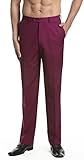 CONCITOR Men's Dress Pants Trousers Flat Front Slacks Solid BURGUNDY Color