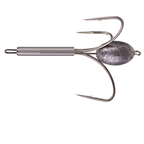 Abaodam 2 x faltbare Angelhaken mit drei Ankern, Haken mit Sinker, Angelzubehör (Silber) – Bild 4