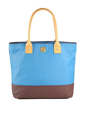 Tory Burch Dipped Canvas Jaden Tote in Electric Eel &amp; Coconut