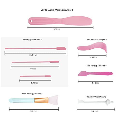 TCJJ 16PCS Silicone Wax Spatulas for Beauty Reusable Wax Sticks Hair