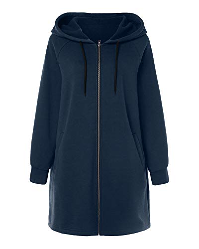 Kidsform-Damen-Hoodie-Herbst-mit-Reissverschluss-Zip-Weihnachtspullover-Hoodies-Lose-Kapuzenjacke-Lang-Sweatshirt-Langen-Mantel