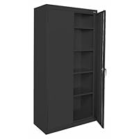 Sandusky Lee CA41361872-09, Welded Steel Classic Storage Cabinet, 4 Adjustable Shelves, Locking Swing-Out Doors, 72" Height x 36" Width x 18" Depth, Black