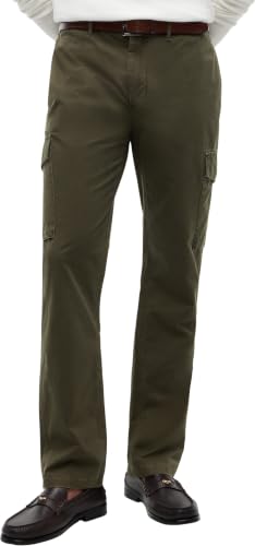Tommy Hilfiger Men’s Denton Twill Cargo Trousers with Pockets, Green (Dark Greenery), 38W/28L