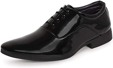 Fashion League Men Formal Patent Leather Shoes Black