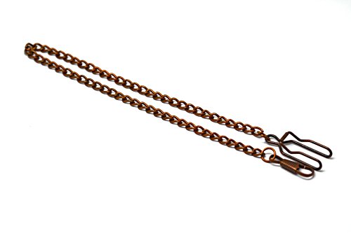 BRASS COLOR METAL POCKET WATCH VEST CHAIN W CLIP 14 INCHES