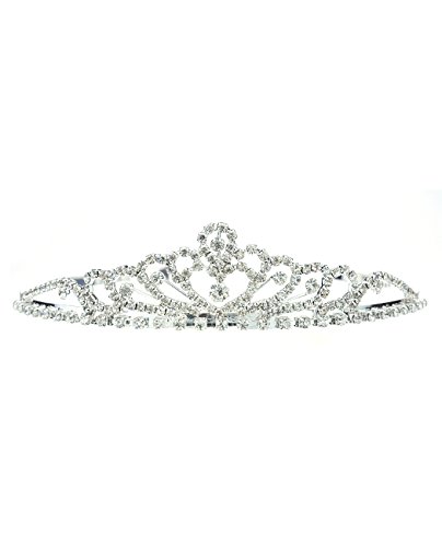 NYFASHION101 Rhinestone Studded Heart Shaped Design Crown Tiara NHTM607SCLY
