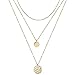 Unicra Dainty Disc Layered Choker Necklaces Multi-layer Circle Necklace Bar Y Pendant Choker with Long Chain Jewelry for Women and Girls (Gold)