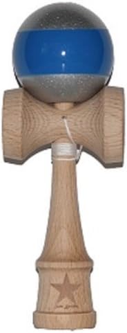 Jumbo Silver &amp; Blue Stripe Super Kendama, Super Sticky, Japanese Wooden Toy, Free String, USA Seller by Super Kendama