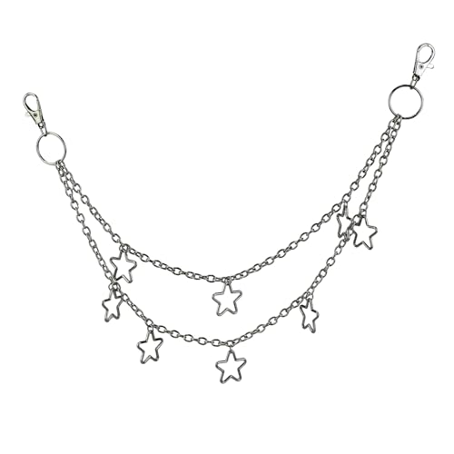 Pejnl Hip Hop Pants Chain Punk Jean Chain Rock Star Pocket Chain Layered Wallet Chain Goth Accessories for Women and Men