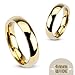 4MM Stainless Steel Yellow Gold Plated High Polished Comfort Fit Traditional Dome Wedding Ring -Crazy2Shop