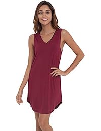 LazyCozy Camisón de bambú sin mangas para mujer