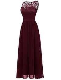 Dressystar vestido de dama de honor de encaje sin mangas, vestido formal de fiesta de boda para mujer