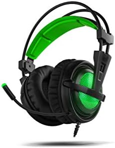 XonarX6 - Casque avec Microphone (Console de Jeu Vidéo + PC/Jeux Vidéo, Binaural, USB, Bandeau, Noir, Vert, Vert, Simili Cuir), Noir/Vert