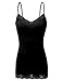 RT1004 Ladies Adjustable Spaghetti Strap Lace Trim Long Tunic Cami Tank Top Black L