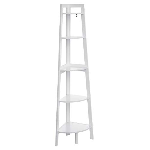 VASAGLE Eckregal, Bücherregal mit 5 Ablagen, Leiterregal, Pflanzenregal