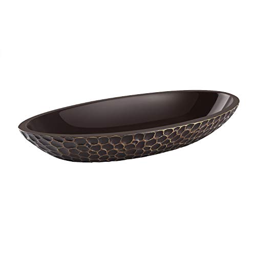 Emibele Jewelry Tray, Honeycomb Resin Jewelry Organizer for Ring, Earring, Necklace, Bracelet, Watches, Hairpin, Trinkets, Vanity, Desktop Decorative Bowl - Brown