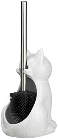 WENKO Cat Toilet Brush Holder, Ceramic, White, 22 x 17 x 14 cm - Image 3